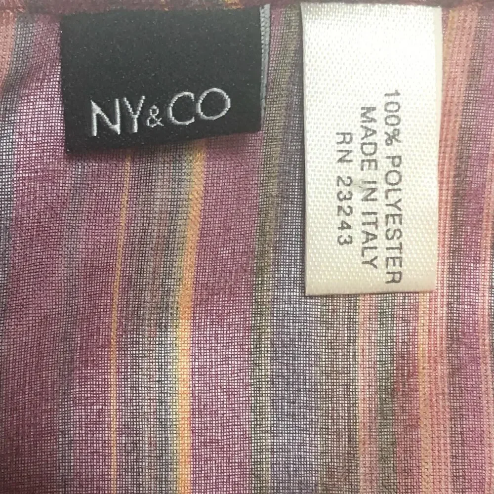 NY & CO Burgundy Striped Sheer Scarf